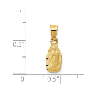 14k Yellow Gold & Our Lady of Guadalupe Pendant - 9.49 x 5.8mm, Satin, Diamond-Cut & Brushed
