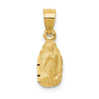 14k Yellow Gold & Our Lady of Guadalupe Pendant - 9.49 x 5.8mm, Satin, Diamond-Cut & Brushed