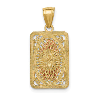 14k Two-tone Gold w/White Rhodium Diamond-Cut Lady of Guadalupe Pendant