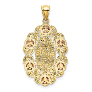 14k Two-tone Gold White Rhodium Our Lady of Guadalupe Pendant