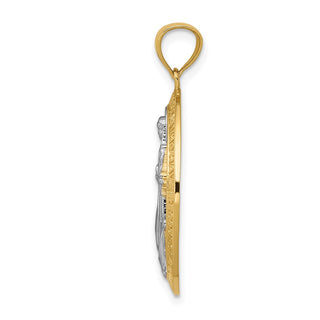 14k Yellow Gold and Rhodium Polished Miraculous Medal Pendant K6352