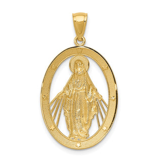 14k Yellow Gold and Rhodium Polished Miraculous Medal Pendant K6352