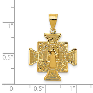 14k Yellow Gold San Benito 2-Sided Cross Pendant - 19 x 19mm, Polished
