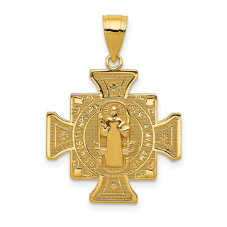 14k Yellow Gold San Benito 2-Sided Cross Pendant - 19 x 19mm, Polished