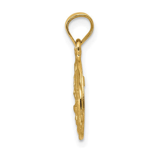 14k Yellow Gold Satin and Diamond-cut Baptism Pendant