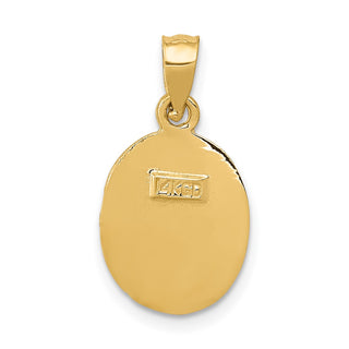 14k Yellow Gold Satin and Diamond-cut Baptism Pendant