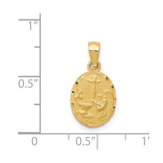 14k Yellow Gold Satin and Diamond-cut Baptism Pendant