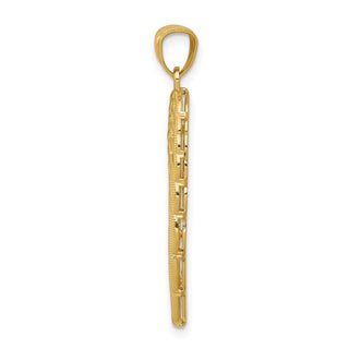 14k Yellow Gold and Rhodium Polished Two Level Angel Wing Pendant
