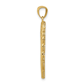 14k Yellow Gold and Rhodium Polished Two Level Angel Wing Pendant