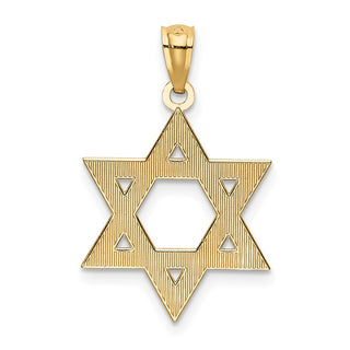 14k Yellow Gold Diamond-Cut Polished Star Of David Pendant