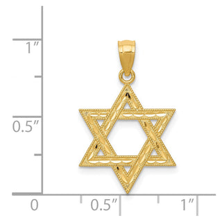 14k Yellow Gold Diamond-Cut Polished Star Of David Pendant