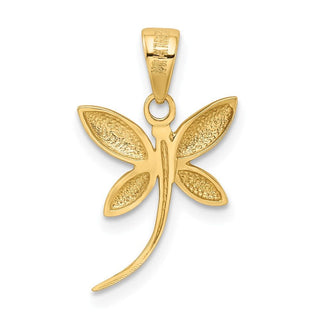 14k Yellow Gold And Rhodium Diamond-Cut And Polished Dragonfly Pendant