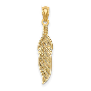 14k Yellow Gold Polished Feather Pendant