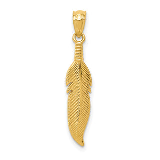 14k Yellow Gold Polished Feather Pendant