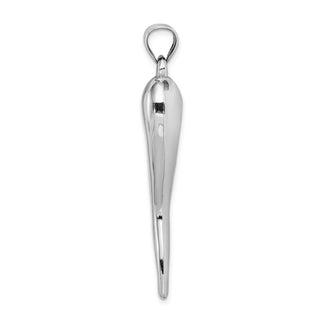14k White Gold Hollow Italian Horn Pendant K6386