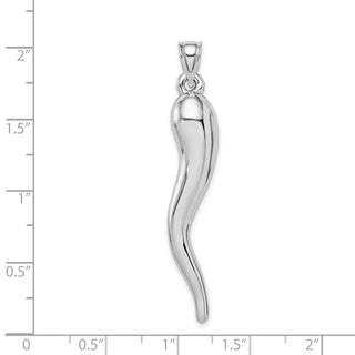 14k White Gold Hollow Italian Horn Pendant K6386