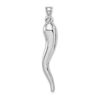 14k White Gold Hollow Italian Horn Pendant K6386