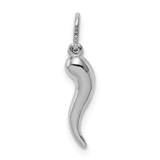 14k White Gold Hollow Italian Horn Charm