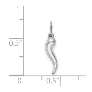 14k White Gold Hollow Italian Horn Charm