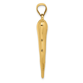14k Yellow Gold Hollow Italian Horn Pendant K6388