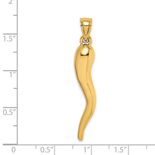 14k Yellow Gold Hollow Italian Horn Pendant K6388