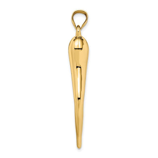 14k Yellow Gold Hollow Italian Horn Pendant K6389