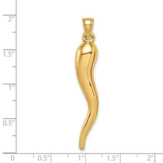 14k Yellow Gold Hollow Italian Horn Pendant K6389