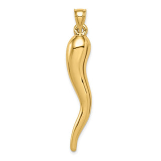 14k Yellow Gold Hollow Italian Horn Pendant K6389