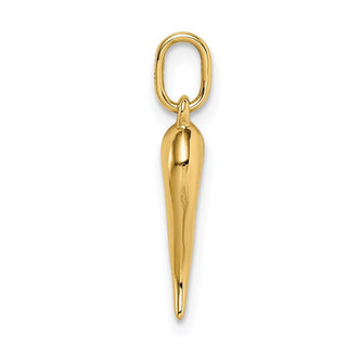 14k Yellow Gold Hollow Italian Horn Charm