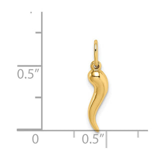 14k Yellow Gold Hollow Italian Horn Charm