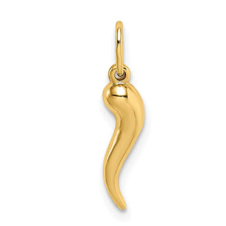 14k Yellow Gold Hollow Italian Horn Charm