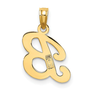 14k Yellow Gold Polished B Script Initial Pendant