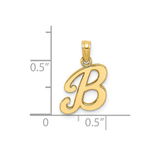 14k Yellow Gold Polished B Script Initial Pendant