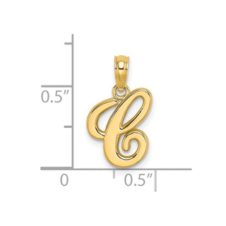 14k Yellow Gold Polished C Script Initial Pendant