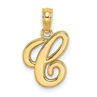 14k Yellow Gold Polished C Script Initial Pendant