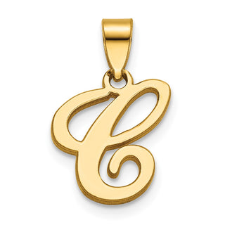14k Yellow Gold Polished C Script Initial Pendant