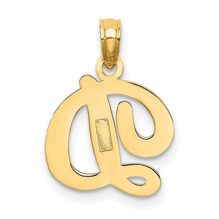 14k Yellow Gold Polished D Script Initial Pendant