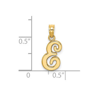 14k Yellow Gold Polished E Script Initial Pendant