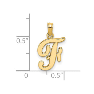 14k Yellow Gold Polished F Script Initial Pendant
