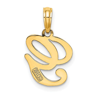 14k Yellow Gold Polished G Script Initial Pendant