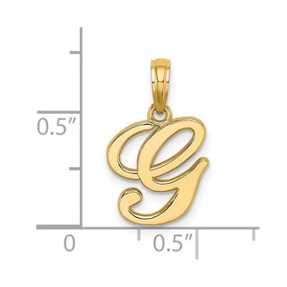 14k Yellow Gold Polished G Script Initial Pendant
