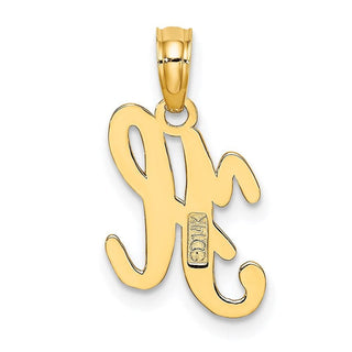 14k Yellow Gold Polished H Script Initial Pendant