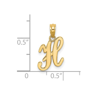 14k Yellow Gold Polished H Script Initial Pendant