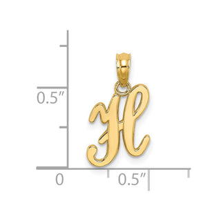 14k Yellow Gold Polished H Script Initial Pendant