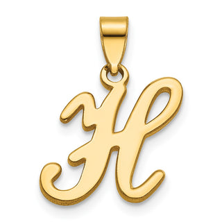 14k Yellow Gold Polished H Script Initial Pendant