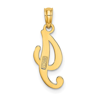 14k Yellow Gold Polished I Script Initial Pendant