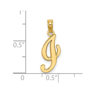 14k Yellow Gold Polished I Script Initial Pendant