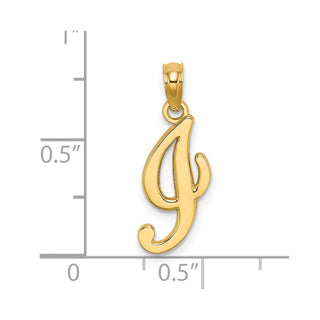 14k Yellow Gold Polished I Script Initial Pendant