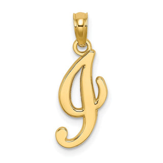 14k Yellow Gold Polished I Script Initial Pendant