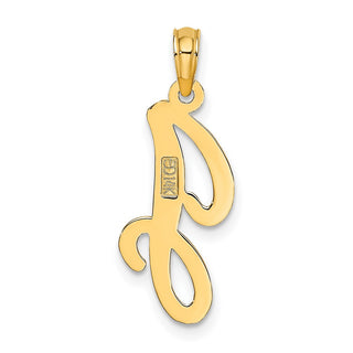 14k Yellow Gold Polished J Script Initial Pendant